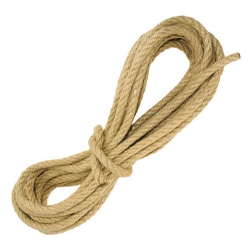 Opgerold beige touw van de Kids at Work tentklemmen en touw set.