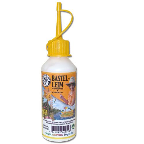 Kids at Work watervaste houtlijm in een witte fles met gele dop.