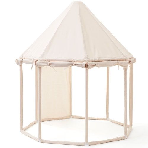 Kids Concept beige speeltent paviljoen met opgerolde zijpanelen.