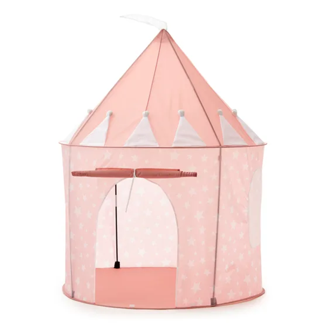 Kids Concept roze speeltent in kasteelvorm met sterrenpatroon.