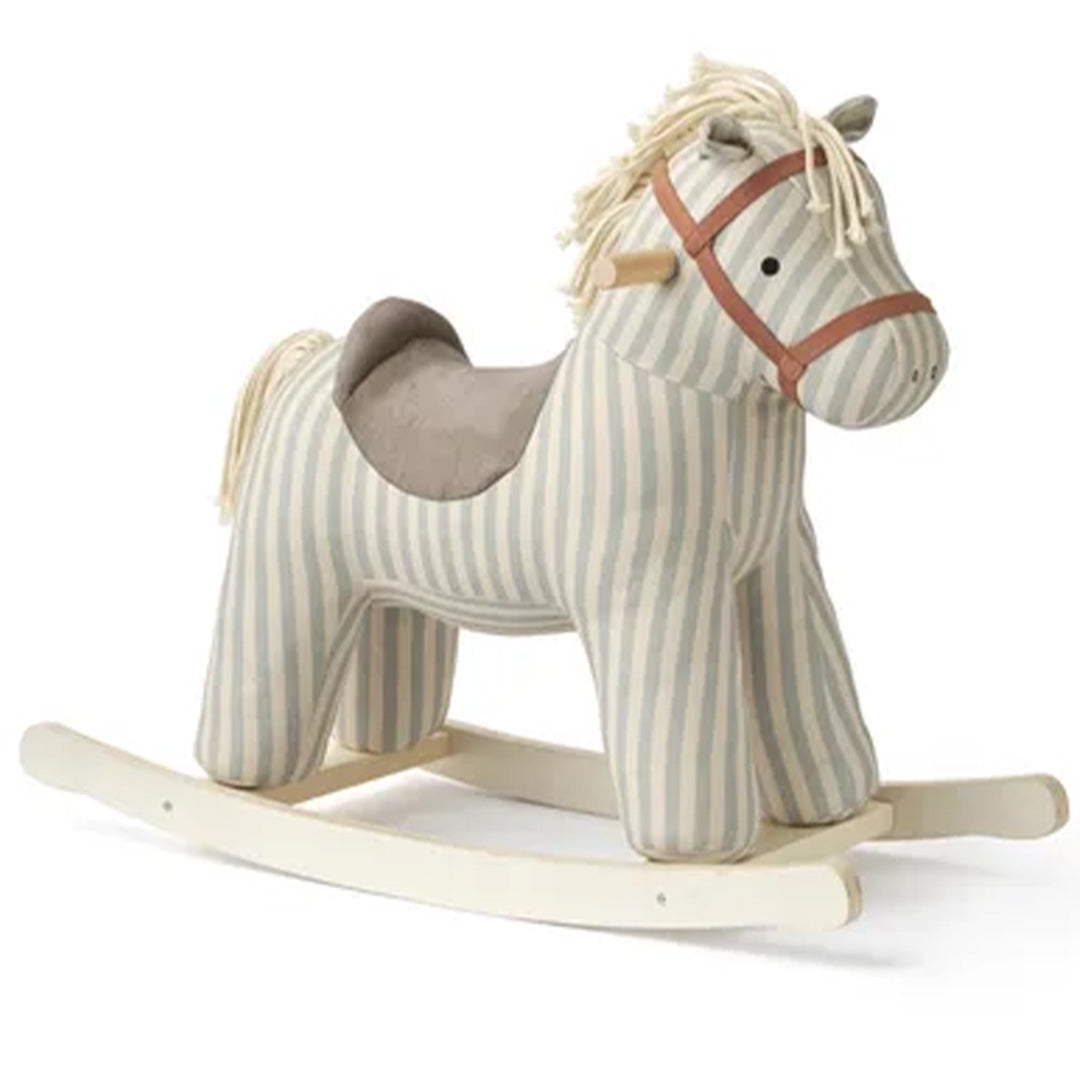 Kids Concept gestreept hobbelpaard met houten schommels.