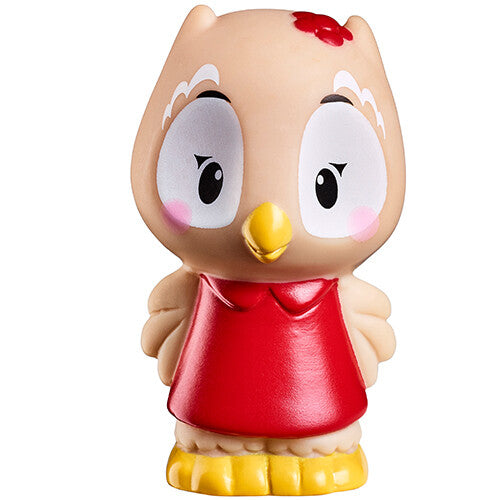 Klorofil dierenfiguur van een uil in een rode jurk.