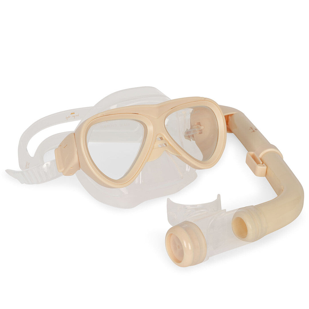 Konges Sløjd beige duikbril en snorkel voor kinderen.