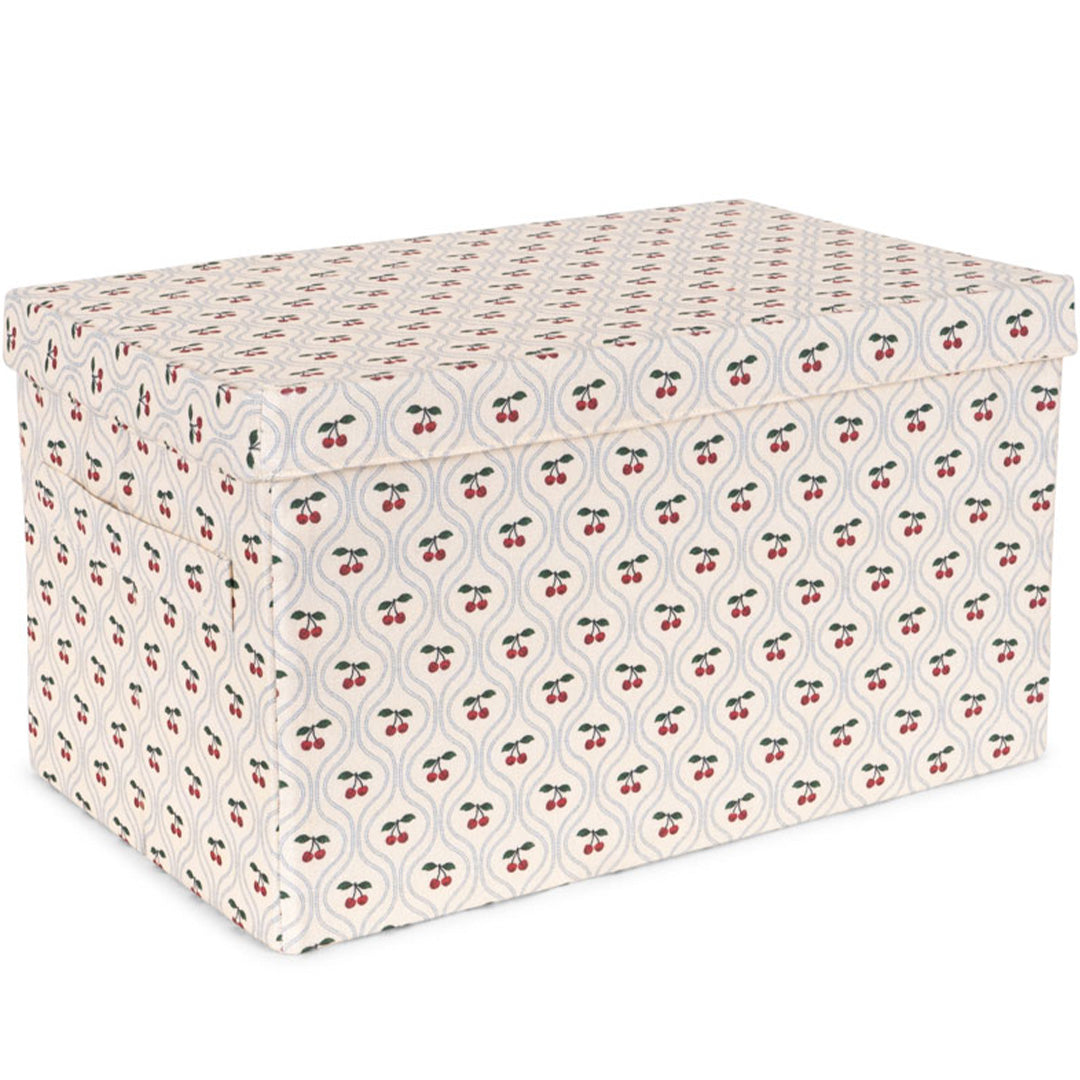 Konges Sløjd opbergdoos met beige stof en kersenmotief.