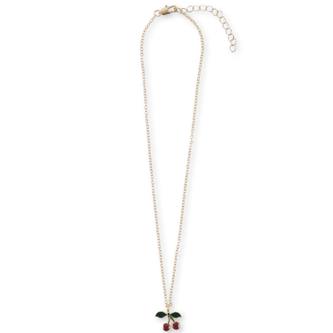 Konges Sløjd kinderketting met gouden schakelketting en kersen hanger.