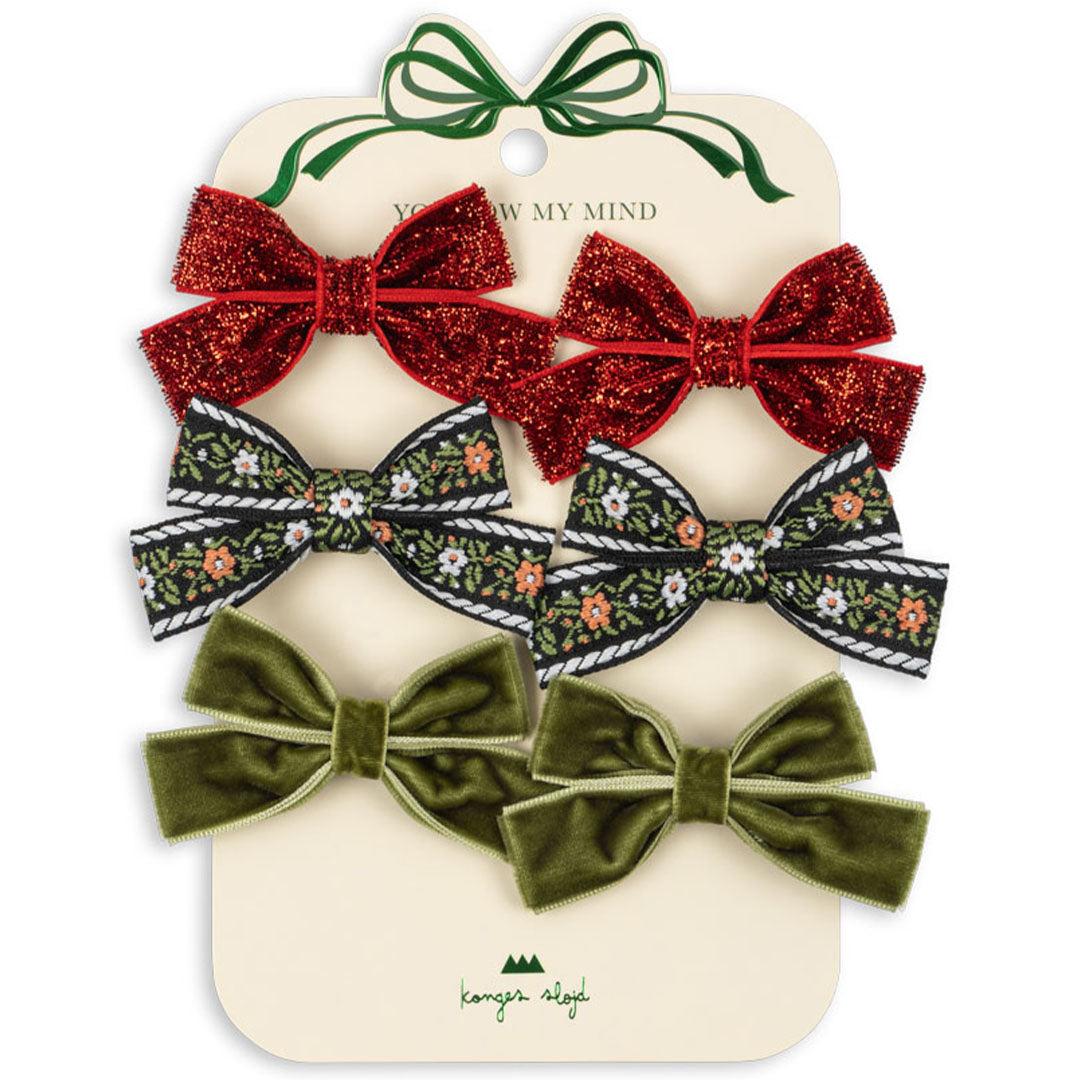 De verpakking van de Konges Sløjd haarclips micki bow set met zes haarclips.