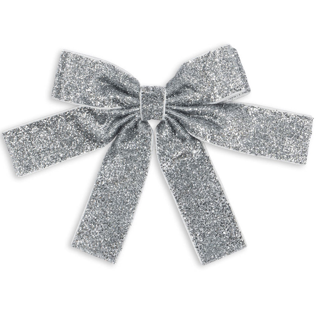 Konges Sløjd zilveren glitter fluwelen haarclip in de vorm van een dubbele strik.