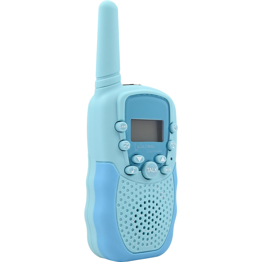 Lalarma copenhagen blauwe walkie talkie, vooraanzicht.