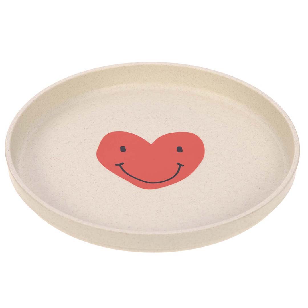 Lässig kinderbord met een rood hart en smiley gezicht.