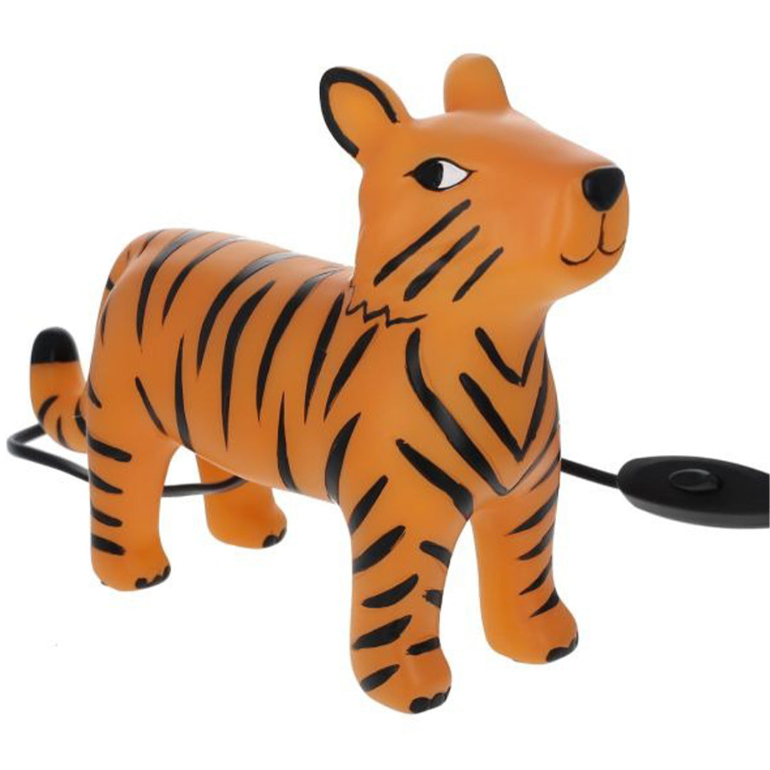 Le petit souk kinderlamp in de vorm van een oranje tijger, niet verlicht.