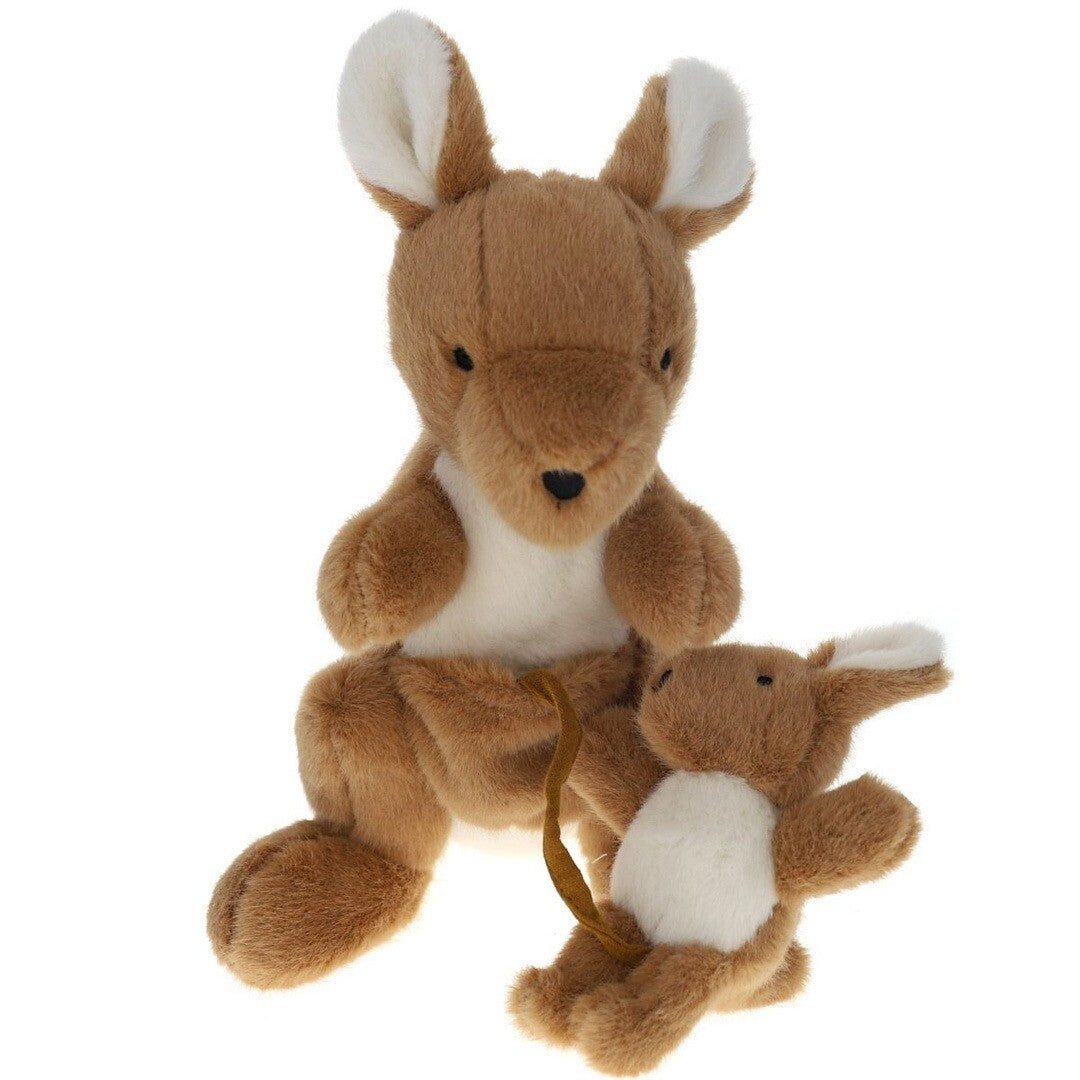 le petit souk pluchen kangoeroe met de baby ernaast, uit de buidel gehaald.