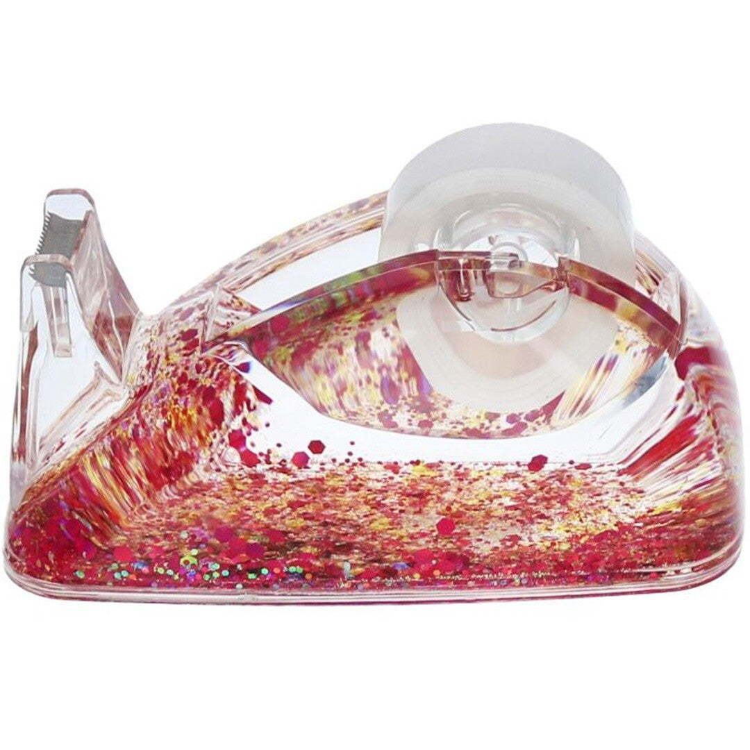 Le petit souk plakbandhouder met roze en rode glitters, van de zijkant.