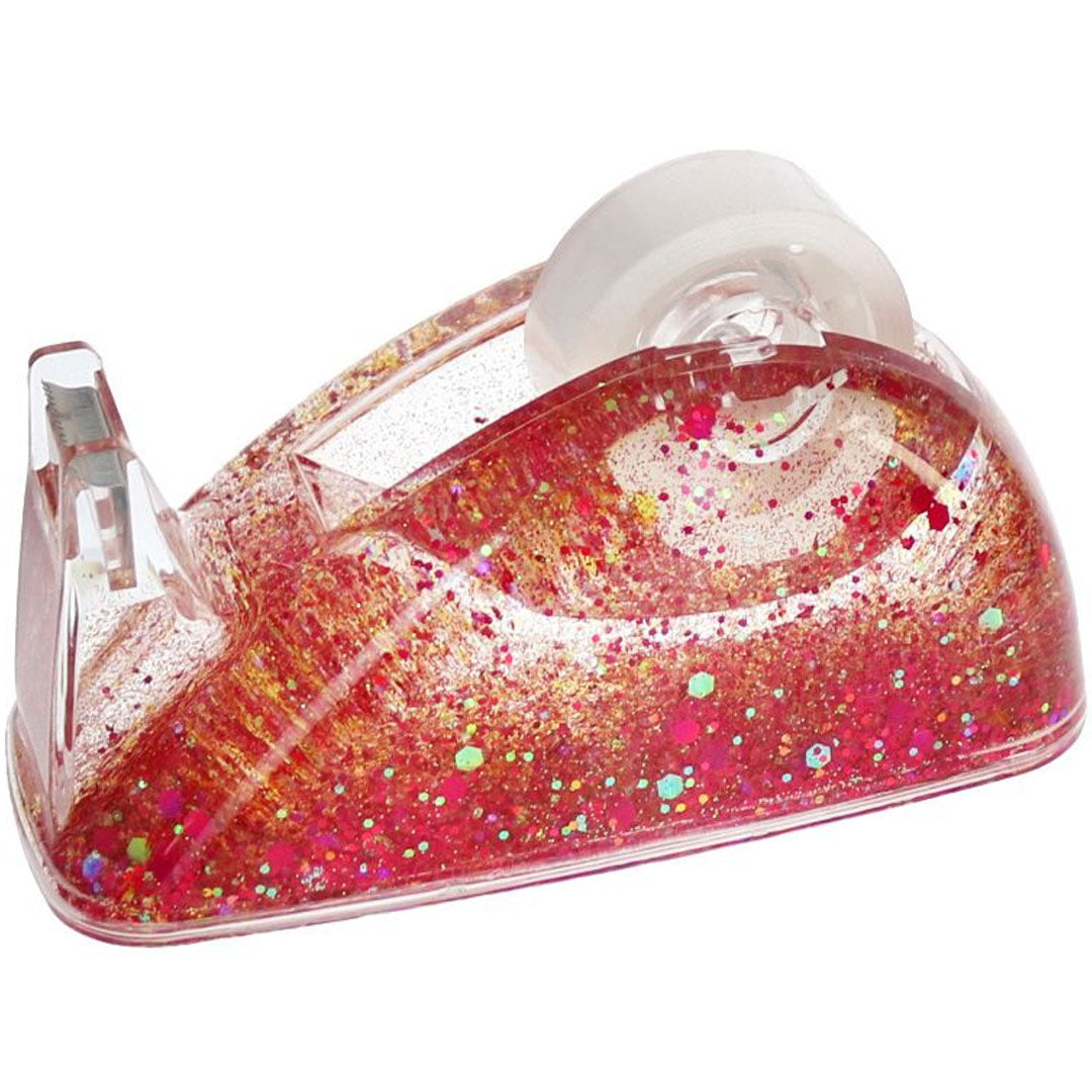 Le petit souk plakbandhouder met roze en rode glitters, schuin van boven.