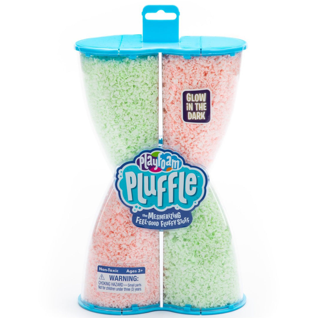 Verpakking van Learning Resources Playfoam Pluffle sensorisch speelgoed met roze en groen schuim.
