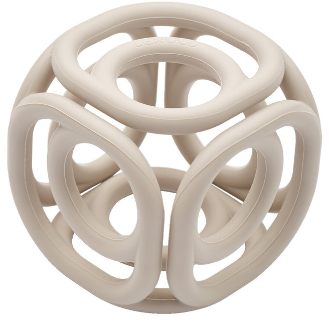 Liewood beige siliconen bijtspeelgoed in de vorm van een open bal.