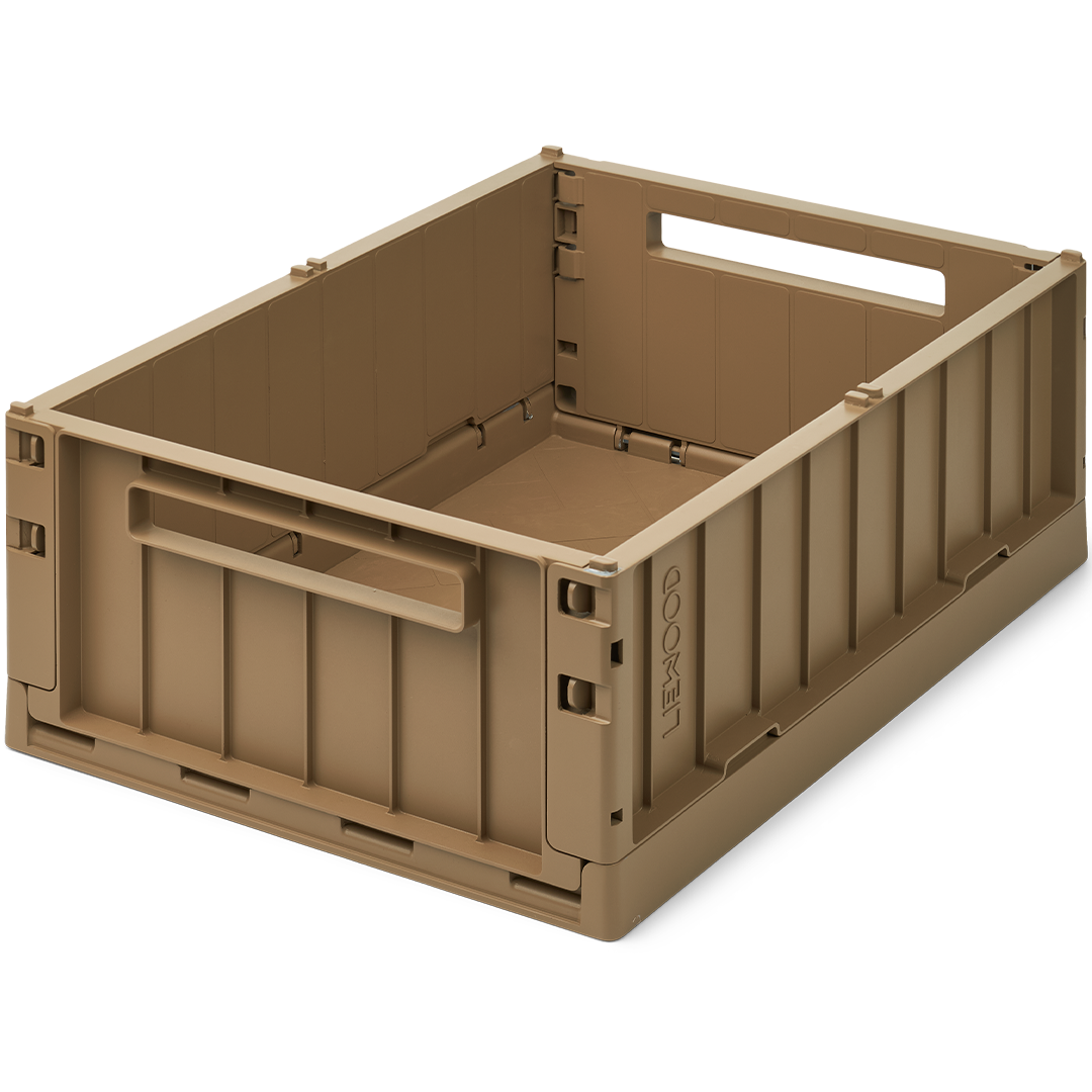 Liewood opbergkrat Weston in beige kleur, open en leeg.
