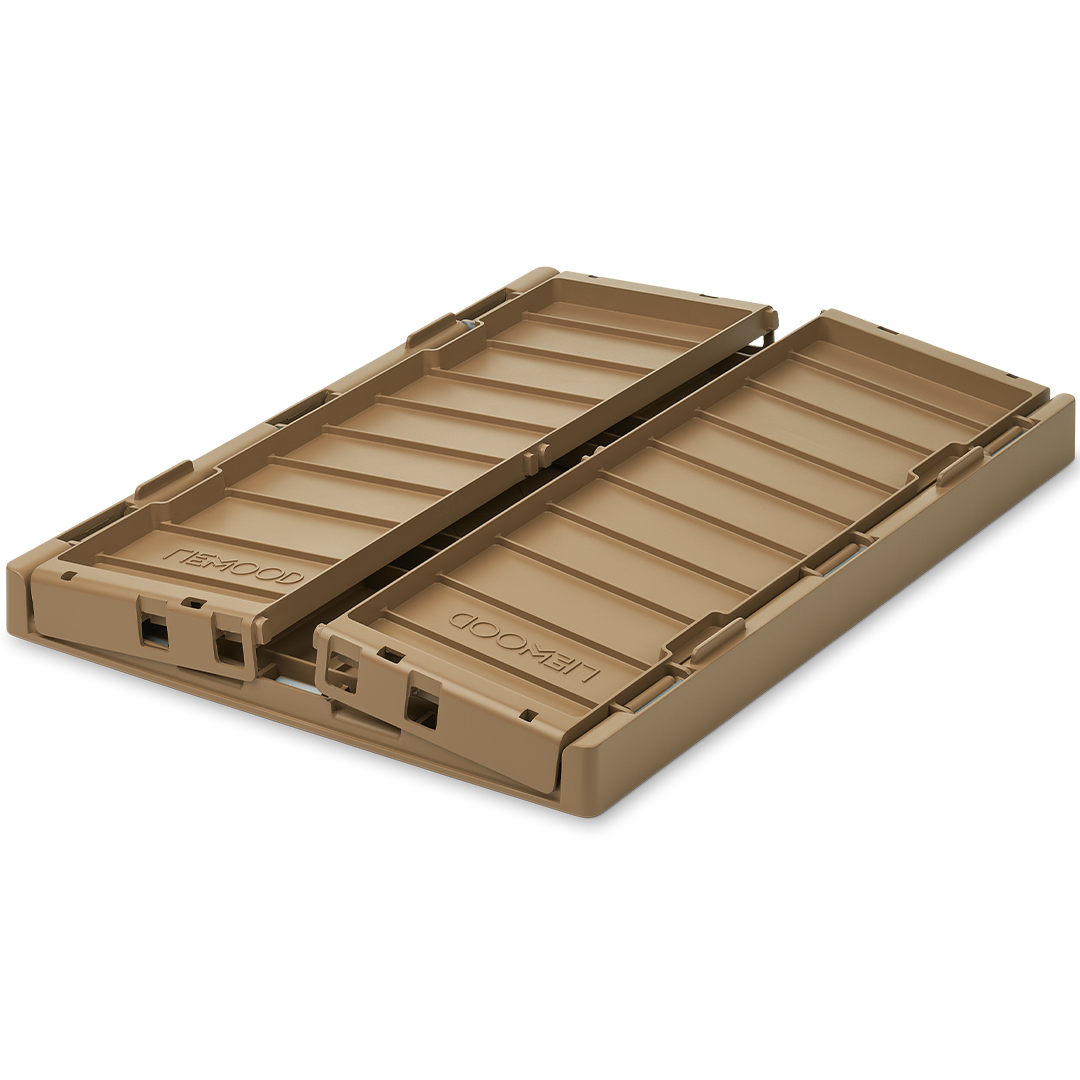 Liewood opbergkrat Weston in beige kleur, opgevouwen.