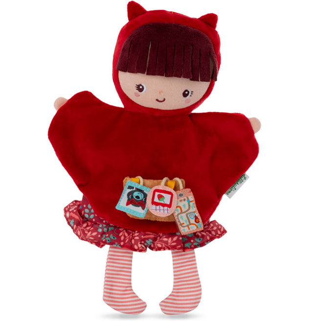 Lilliputiens handpop Roodkapje met rode cape, bloemenrok en kleine accessoires.