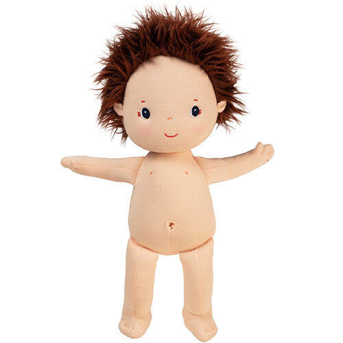 Lilliputiens lappenpop Charlie met bruin haar zonder kleding.