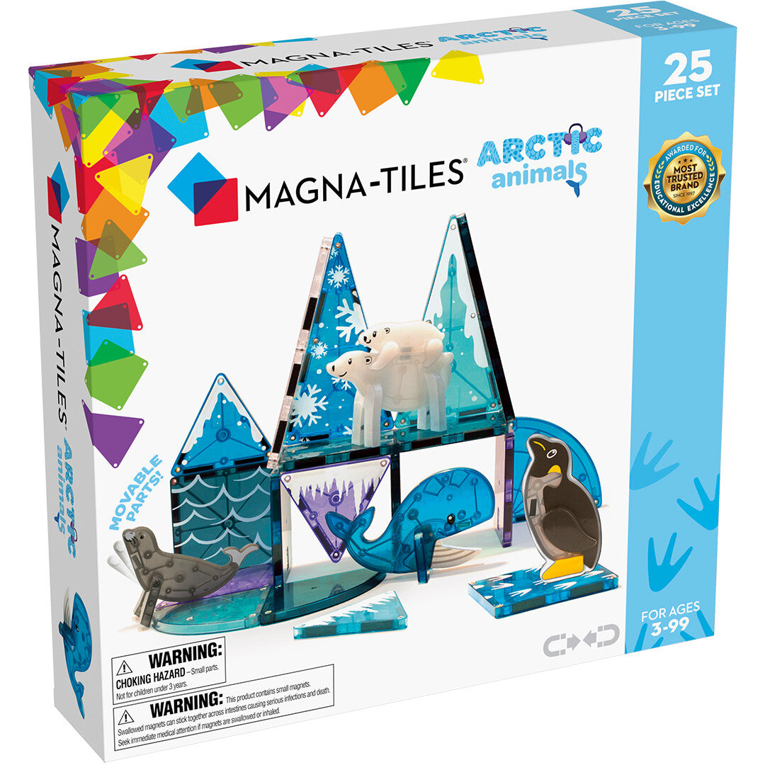 Verpakking van de Magna-Tiles Arctic Animals magnetische tegels bouwset met poolbeesten.