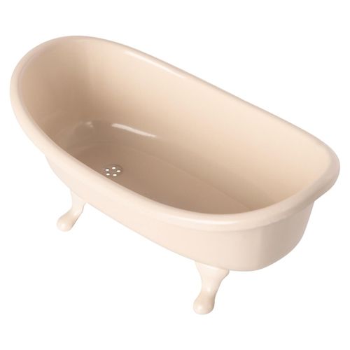 Maileg beige poppenhuis badkuip, schuin van bovenaf gezien.