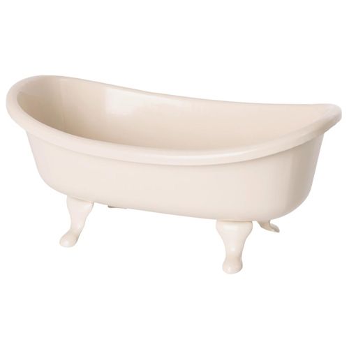 Maileg beige poppenhuis badkuip, van de zijkant gezien.