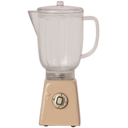 Maileg poppenhuis blender in beige met transparante kan.