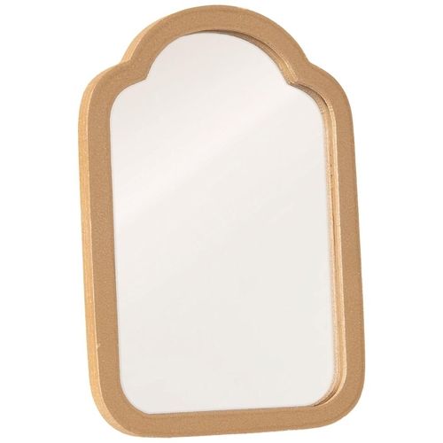 Maileg poppenhuis spiegel met een gouden, sierlijk gevormde houten lijst.