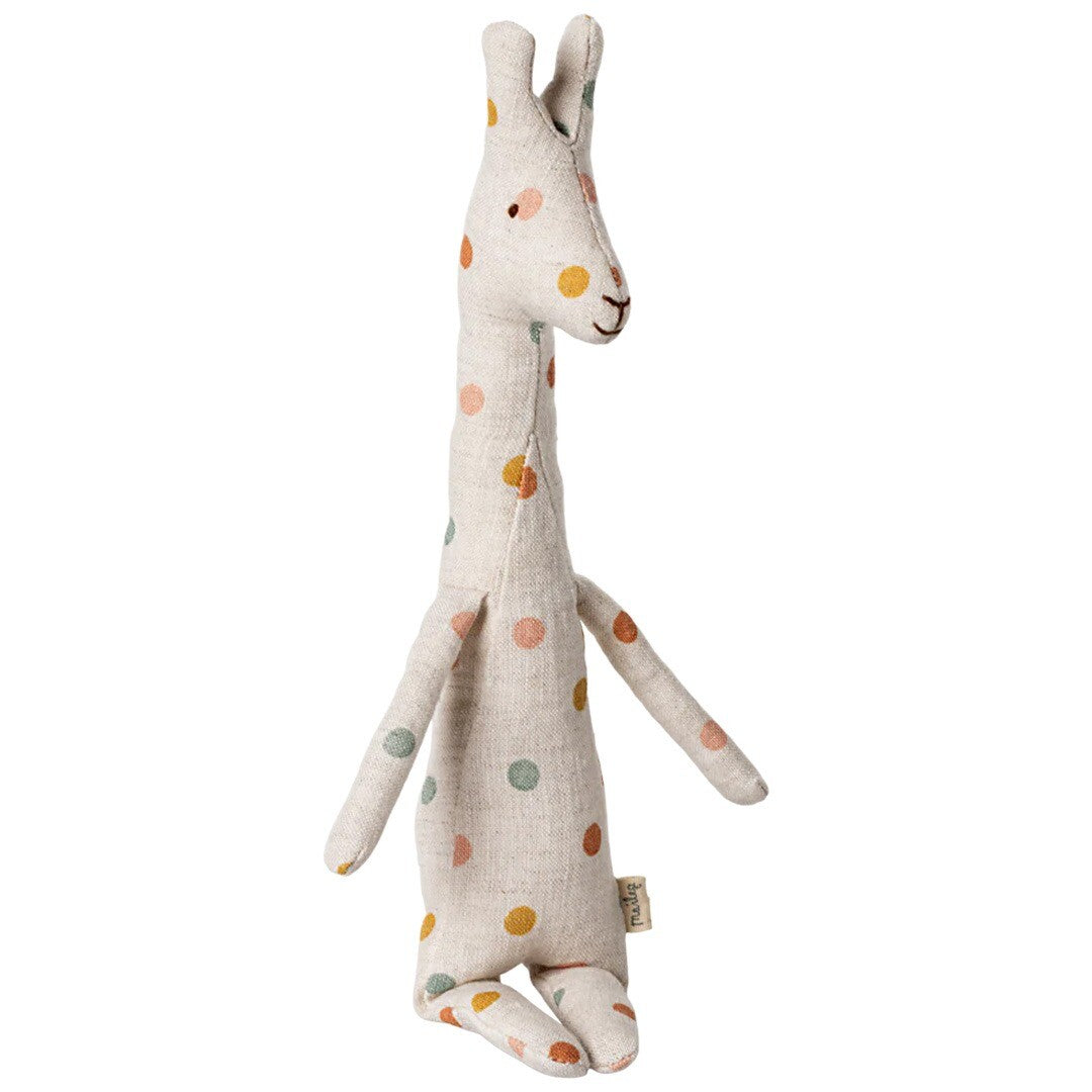 Maileg pluchen safari friends giraffe met kleurrijke stippen.
