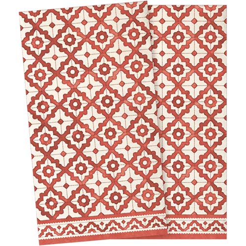 Maileg papieren servetten met rood mozaïekpatroon.