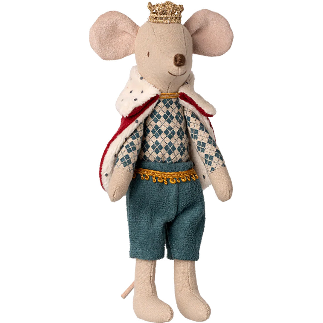 Maileg pluchen speelgoedmuis koning met kroon en cape.