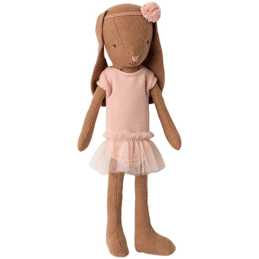 Maileg knuffelkonijn ballerina in roze balletpakje en bloem in het haar.