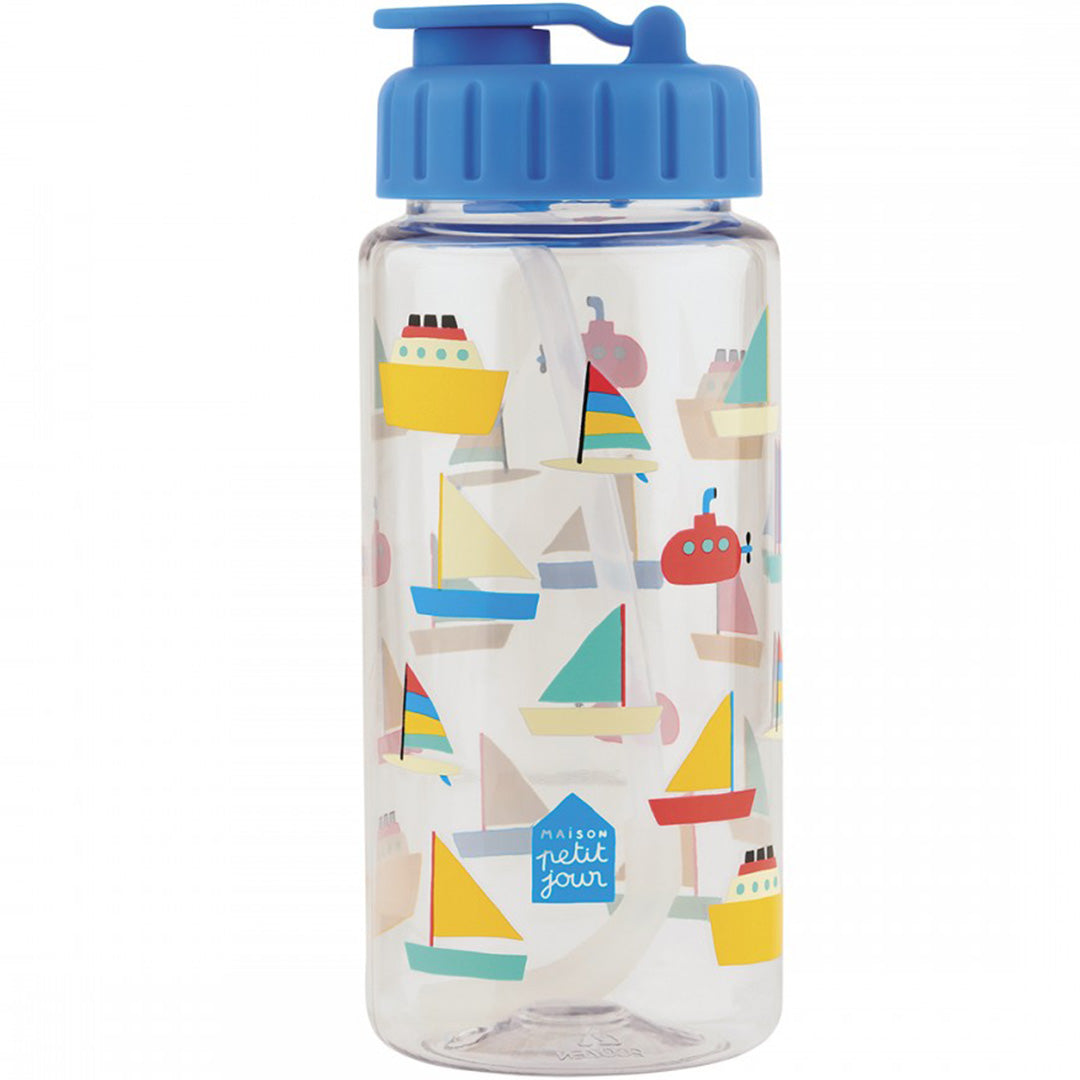 Maison petit jour kinder drinkfles met botenpatroon en blauwe dop.