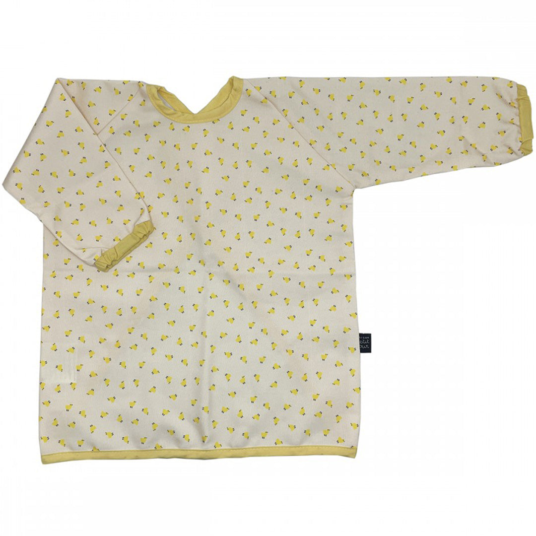 maison petit jour mouwslab voor baby's met wit-geel kuikenpatroon.