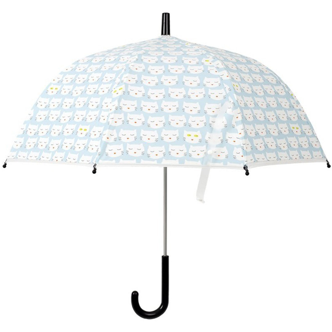 Maison petit jour kinderparaplu met blauw doek en wit kattenpatroon.