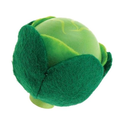 mama memo speelgoed sla, een groene krop van vilt en hout.