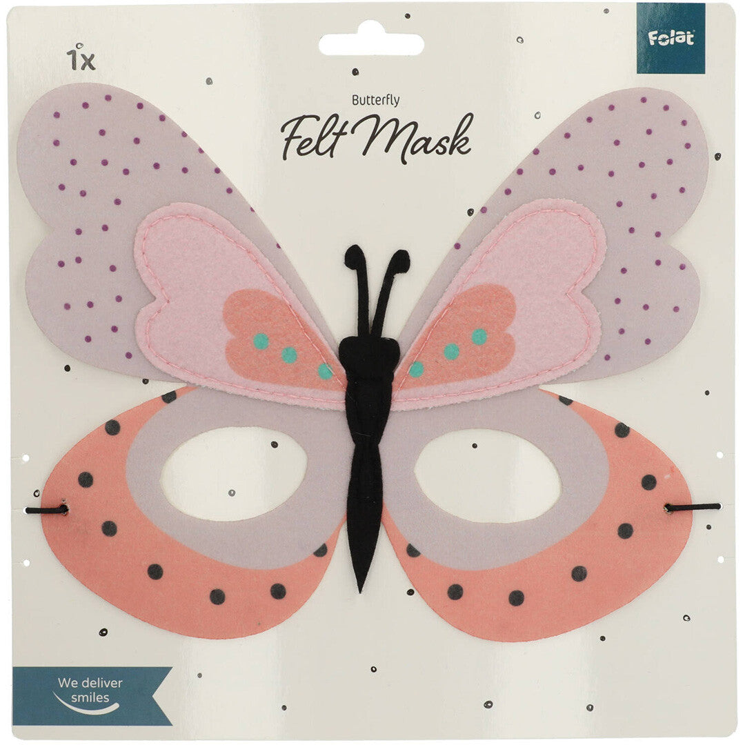 De verpakking van het Folat vilten vlindermasker voor kinderen.