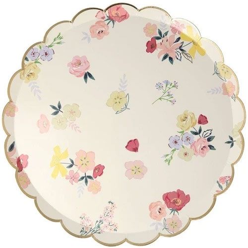 Meri Meri papieren feestbordje met een patroon van verspreide kleine bloemmotieven.
