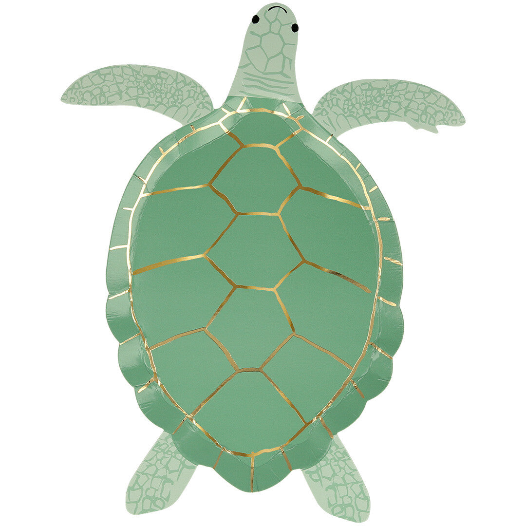 Meri Meri papieren feestbordje in de vorm van een groene schildpad.