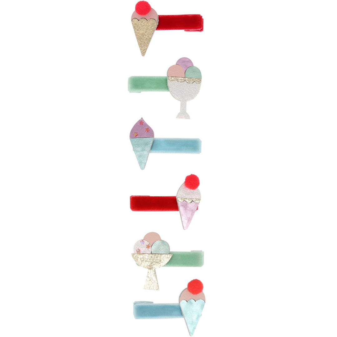 Meri Meri haarclips met zes verschillende ijsjesfiguren.