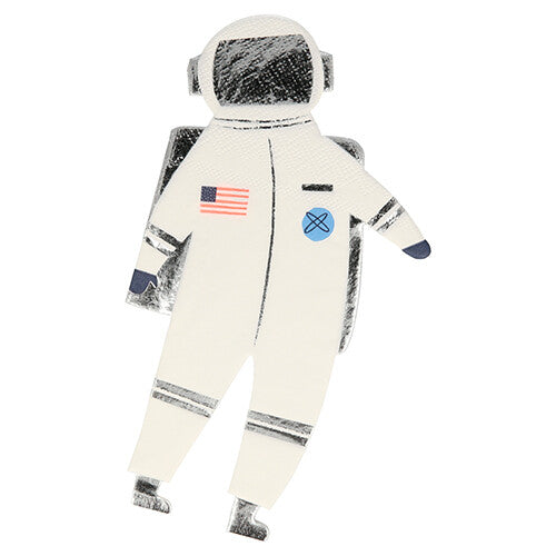 Meri Meri papieren servet in de vorm van een astronaut met Amerikaanse vlag.