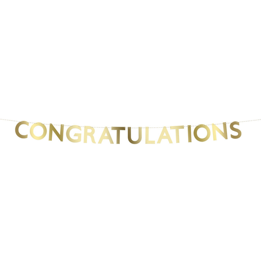 Meri Meri gouden slinger met de tekst 'CONGRATULATIONS'.