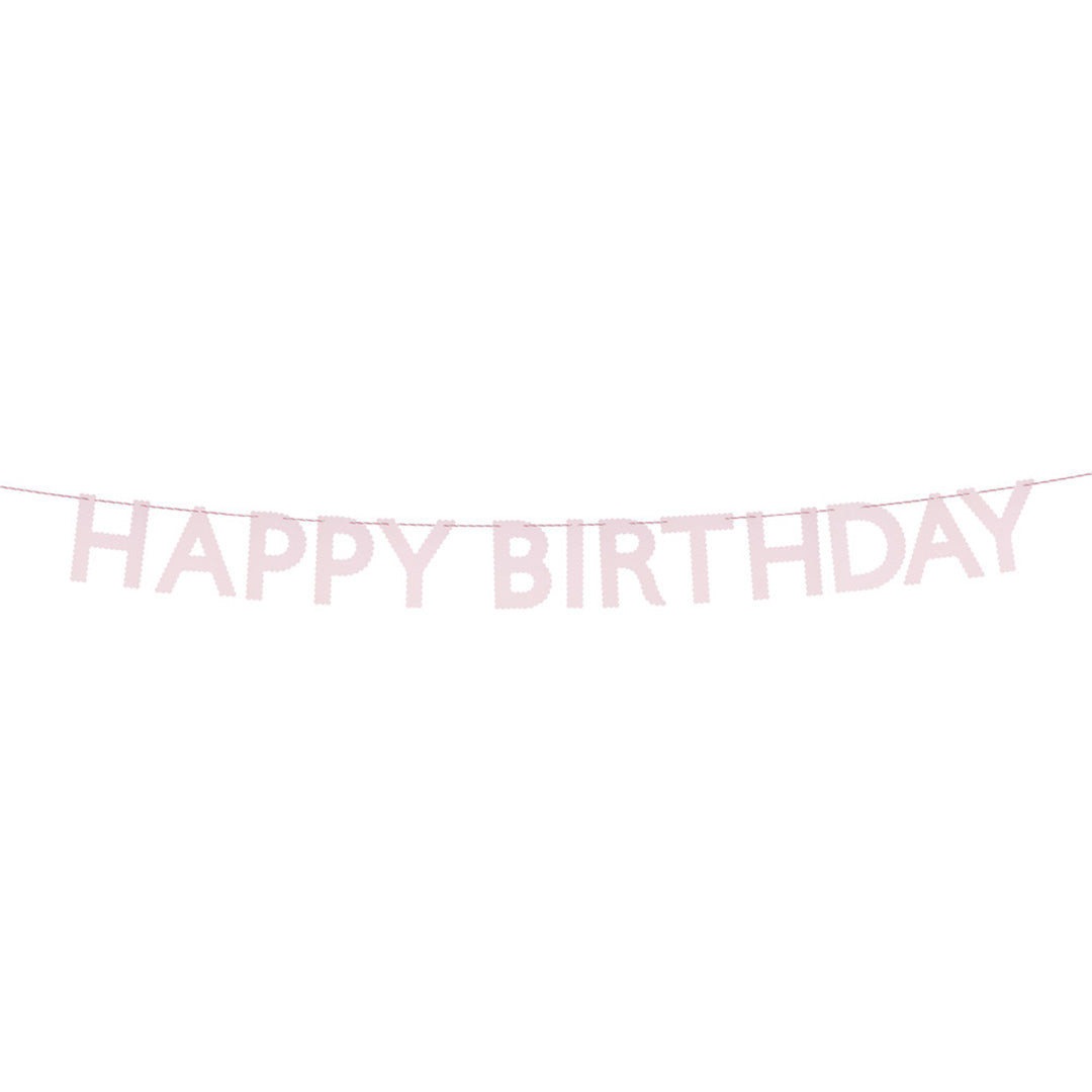 Meri Meri roze 'Happy Birthday' slinger met losse letters.