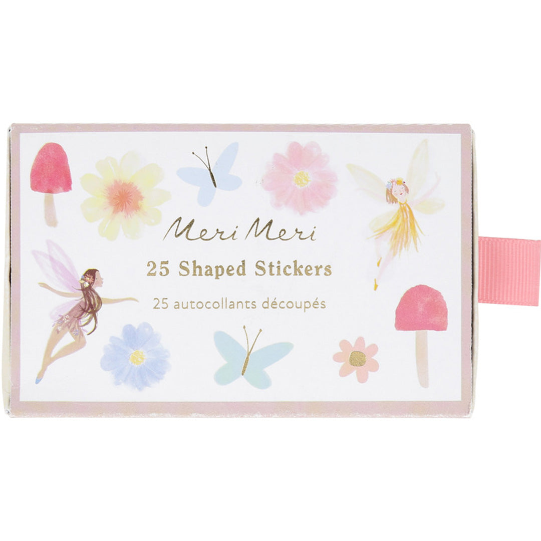 Meri Meri verpakking met 25 gevormde stickers met feeën, bloemen en vlinders.