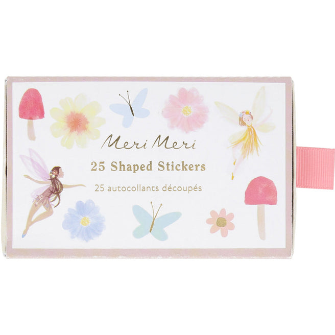 Meri Meri verpakking met 25 gevormde stickers met feeën, bloemen en vlinders.