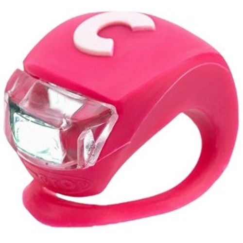 micro step roze LED fietslampje met wit logo.