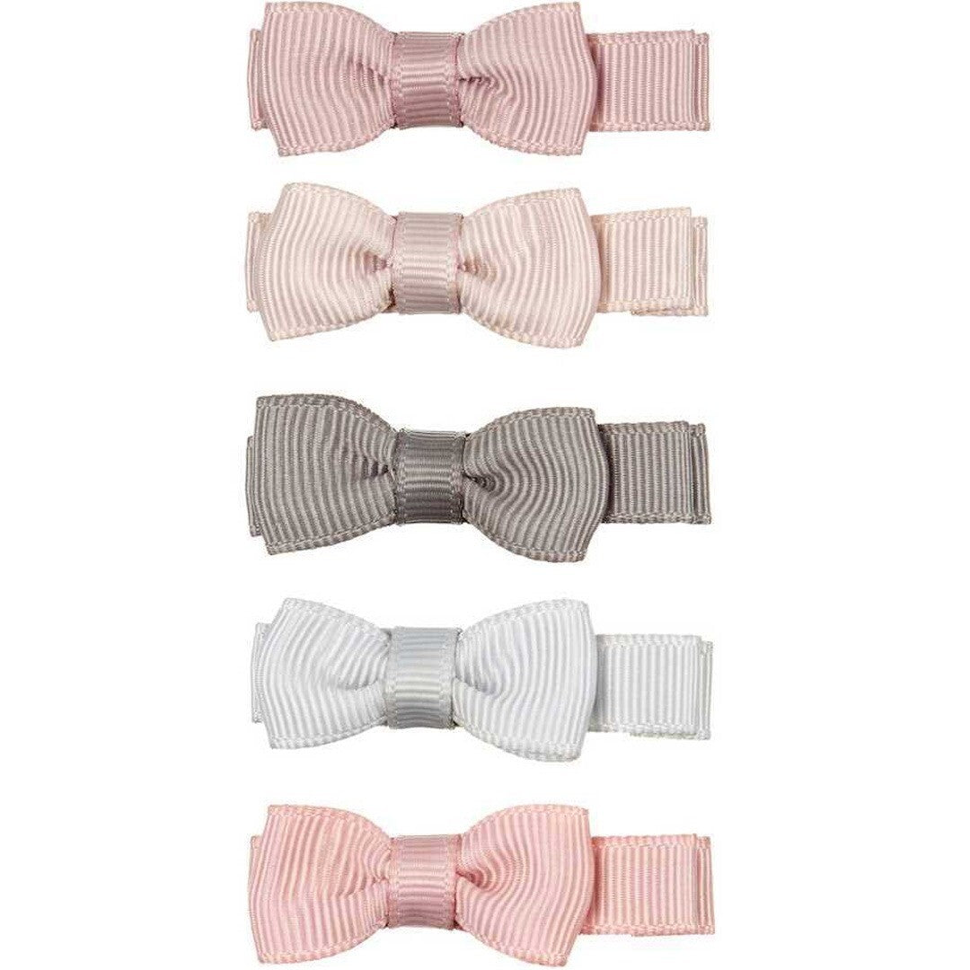 Mimi & Lula set van vijf haarspeldjes met geribbelde strikjes in pastelkleuren.