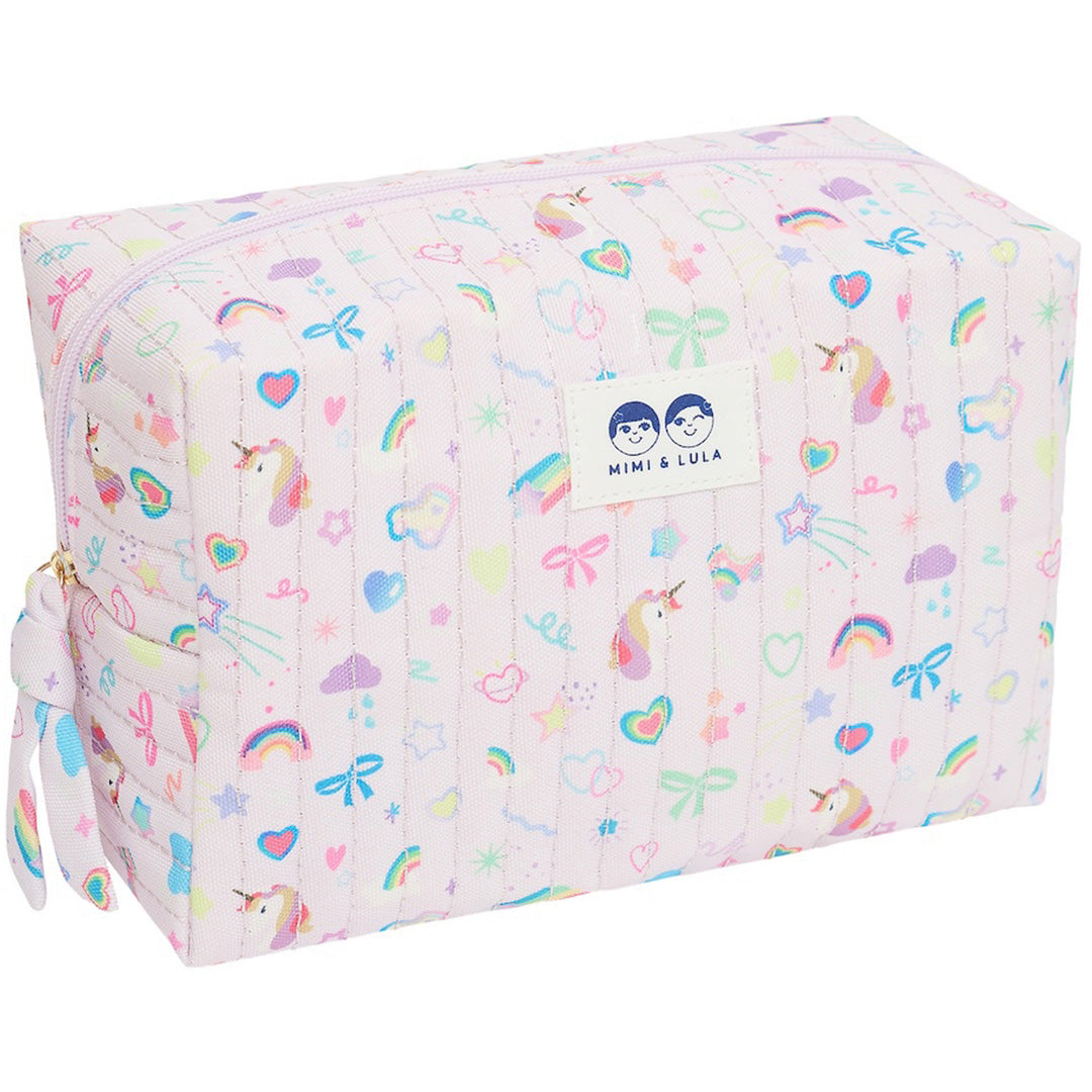 Mimi & Lula roze toilettas met eenhoorn- en regenboogpatroon.