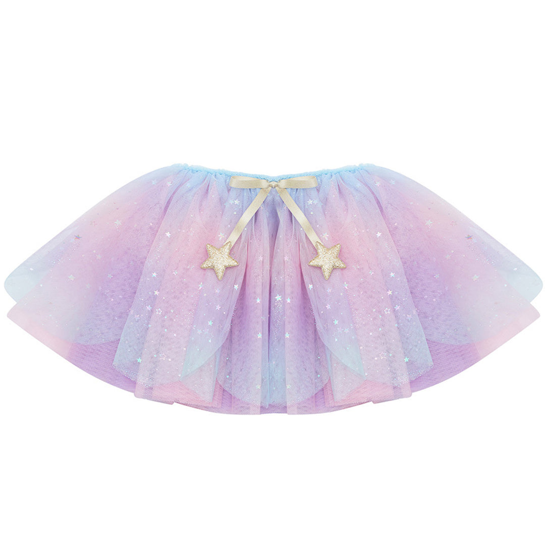 mimi & lula pastelkleurige verkleedrok met glittersterren en een strik.