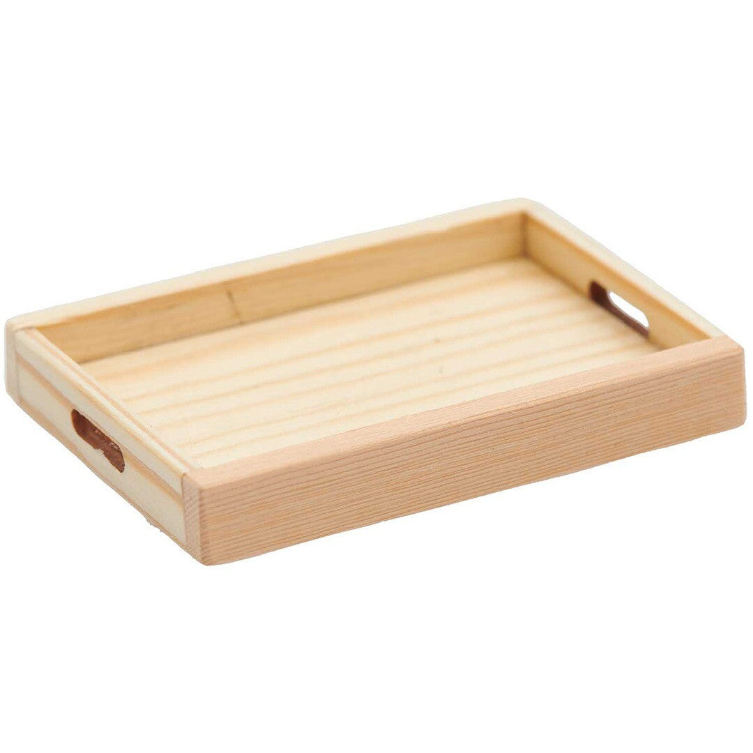 Rico Design miniatuur houten dienblad voor poppenhuizen, gemaakt van onbehandeld hout.